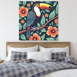 Toucan Batik Kunst Canvas Afdruk