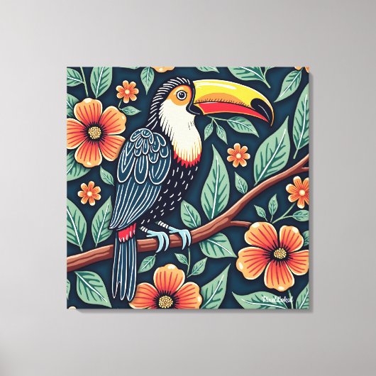 Toucan Batik Kunst Canvas Afdruk (Voorkant)
