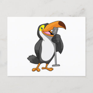 Toucan bij muziek met microfoon briefkaart