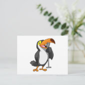 Toucan bij muziek met microfoon briefkaart (Staand voorkant)