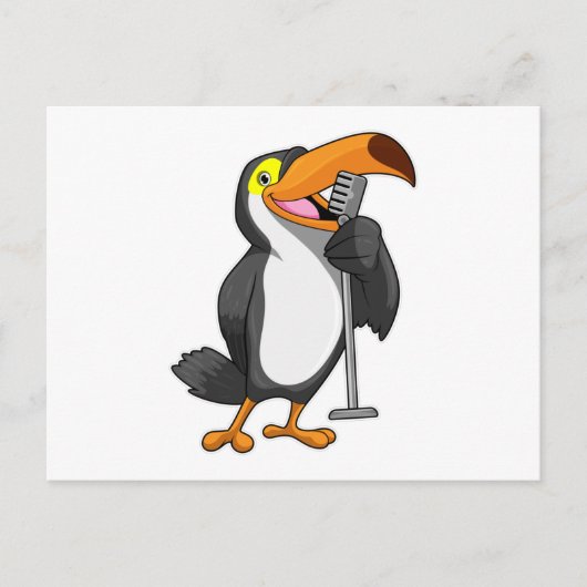 Toucan bij muziek met microfoon briefkaart (Voorkant)