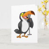 Toucan bij muziek met microfoon kaart (Gele Bloem)
