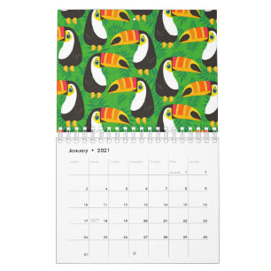 Toucan Bird Beak Green laat tropische dieren over Kalender