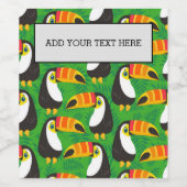 Toucan Bird Beak Green laat tropische dieren over Wijn Etiket (Enkel label)