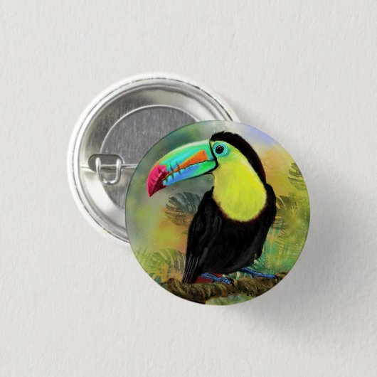 Toucan Bird Button Exotic Tropical Toco (Voorkant /achterkant)