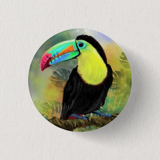 Toucan Bird Button Exotic Tropical Toco (Voorkant)