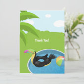 Toucan Bird Floatie Pool Birthday Bedankkaart (Staand voorkant)
