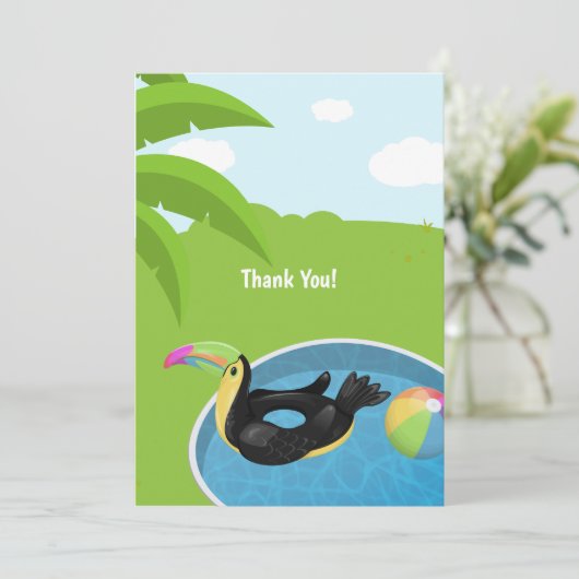 Toucan Bird Floatie Pool Birthday Bedankkaart (Staand voorkant)
