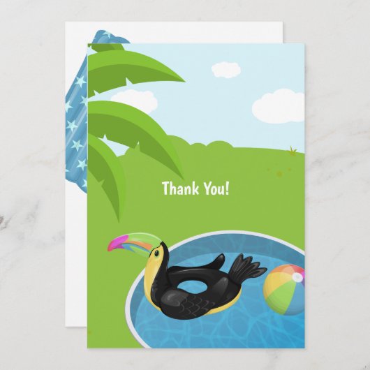 Toucan Bird Floatie Pool Birthday Bedankkaart (Voorkant / Achterkant)