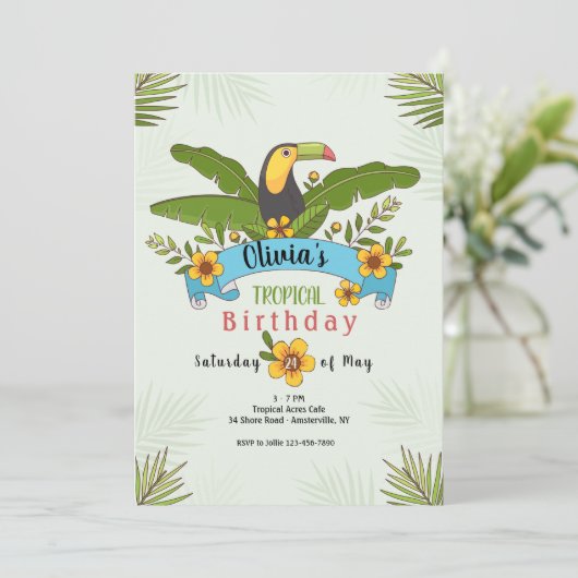Toucan Bird Invitation Kaart (Staand voorkant)