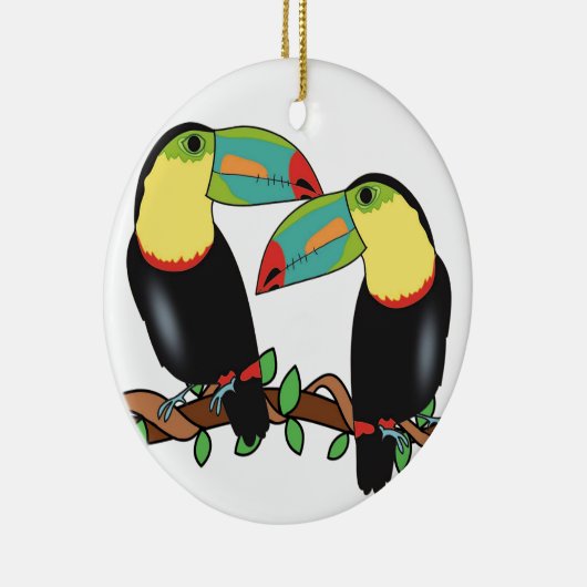 Toucan bird love art keramisch ornament (Rechts)