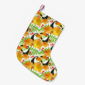 Toucan Bird Orange Flowers Green Leaves Tropical Kleine Kerstsok (Voorkant (Hangend))