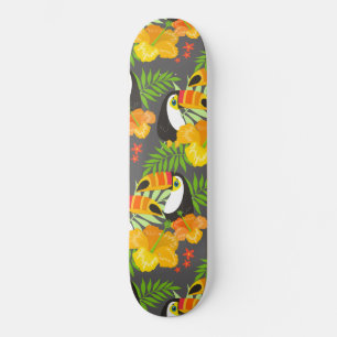 Toucan Bird Oranje Tropical Flowers Green Leaves Persoonlijk Skateboard