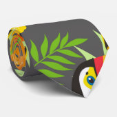 Toucan Bird Oranje Tropical Flowers Green Leaves Stropdas (Opgerold)