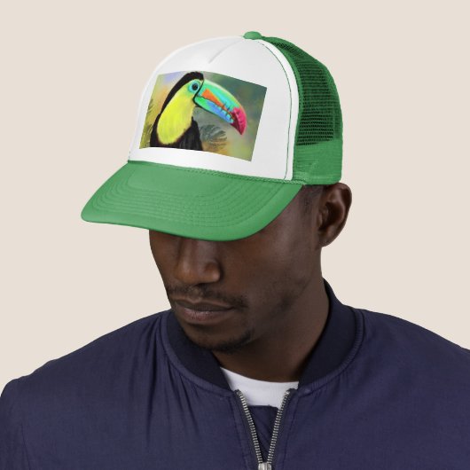 Toucan Bird Trucker Hat Toco Trucker Pet (In situ)