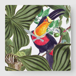 Toucan Bird Willife Animals blaast Wall Clock Vierkante Klok