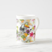 Toucan Birds, Passion Flowers, Plumeria Tropical B Porselein Kop (Voorkant rechts)