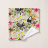 Toucan Birds, Passion Flowers, Plumeria Tropical Bad Handdoek (Wasdoekje)