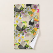 Toucan Birds, Passion Flowers, Plumeria Tropical Bad Handdoek (Handdoek)