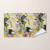 Toucan Birds, Passion Flowers, Plumeria Tropical Bad Handdoek (Handdoek)