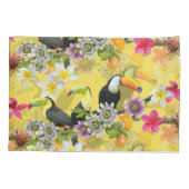 Toucan Birds, Passion Flowers, Plumeria Tropical Kussensloop (Achterkant)