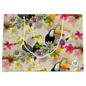 Toucan Birds, Passion Flowers, Plumeria Tropical L Groot Cadeauzakje (Voorkant)