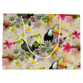 Toucan Birds, Passion Flowers, Plumeria Tropical L Groot Cadeauzakje (Achterkant)