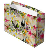 Toucan Birds, Passion Flowers, Plumeria Tropical L Groot Cadeauzakje (Achterkant Gekanteld)