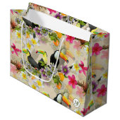 Toucan Birds, Passion Flowers, Plumeria Tropical L Groot Cadeauzakje (Voorkant Gekanteld)