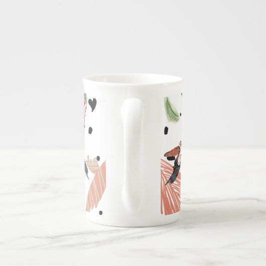 Toucan Birds Summer Tropical Greenery Art Porselein Kop (Achterkant)