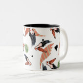 Toucan Birds Summer Tropical Greenery Art Tweekleurige Koffiemok (Voorkant rechts)