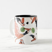 Toucan Birds Summer Tropical Greenery Art Tweekleurige Koffiemok (Voorkant links)