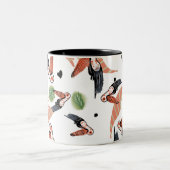 Toucan Birds Summer Tropical Greenery Art Tweekleurige Koffiemok (Center)
