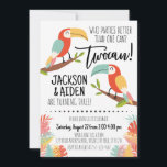 Toucan Birthday Invitation Brothers Boy Twocan Kaart<br><div class="desc">♥️ Deze schattige Toucan-uitnodiging is geweldig voor een broers verjaardagsfeestje met knappende tanden en tropische bladeren. Een passend ontwerp is inbegrepen voor de achterzijde. ♥️ Maak dit ontwerp persoonlijk van u door eenvoudig uw partijgegevens toe te voegen. Klik op de knop 'Personaliseren' om te beginnen met bewerken. ♥️ Bekijk de...</div>