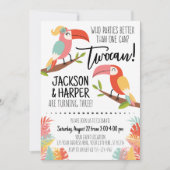Toucan Birthday Invitation Siblings Brother Sister Kaart (Voorkant)
