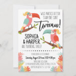 Toucan Birthday Invitation Sisters Girl Twocan Kaart<br><div class="desc">♥️ Deze schattige Toucan-uitnodiging is geweldig voor het verjaardagsfeest van een zus met meisjestoucans en tropische bladeren. Een passend ontwerp is inbegrepen voor de achterzijde. ♥️ Maak dit ontwerp persoonlijk van u door eenvoudig uw partijgegevens toe te voegen. Klik op de knop 'Personaliseren' om te beginnen met bewerken. ♥️ Bekijk...</div>