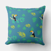 Toucan Blauwe en Groene Tropische Regenwoud Kussen (Voorkant)