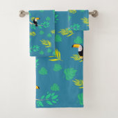 Toucan Blue en Green Tropical Rainforest Bad Handdoek (Insitu)
