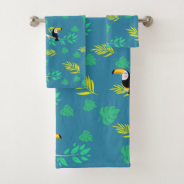 Toucan Blue en Green Tropical Rainforest Bad Handdoek