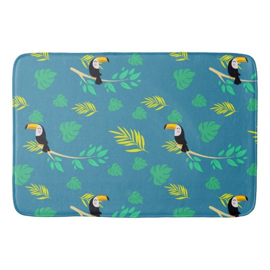 Toucan Blue en Green Tropical Rainforest Badmat (Voorkant)
