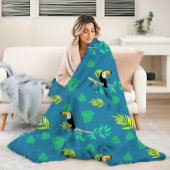 Toucan Blue en Green Tropical Rainforest Fleece Deken