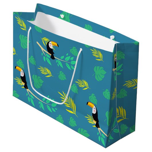 Toucan Blue en Green Tropical Rainforest Groot Cadeauzakje (Voorkant Gekanteld)