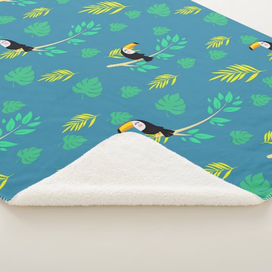 Toucan Blue en Green Tropical Rainforest Sherpa Deken (3/4)