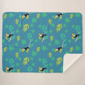 Toucan Blue en Green Tropical Rainforest Sherpa Deken (Voorkant (horizontaal))