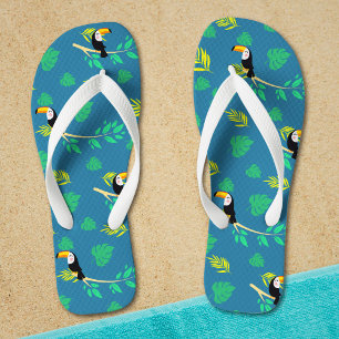 Toucan Blue en Green Tropical Rainforest Teenslippers