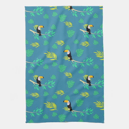 Toucan Blue en Green Tropical Rainforest Theedoek (Verticaal)