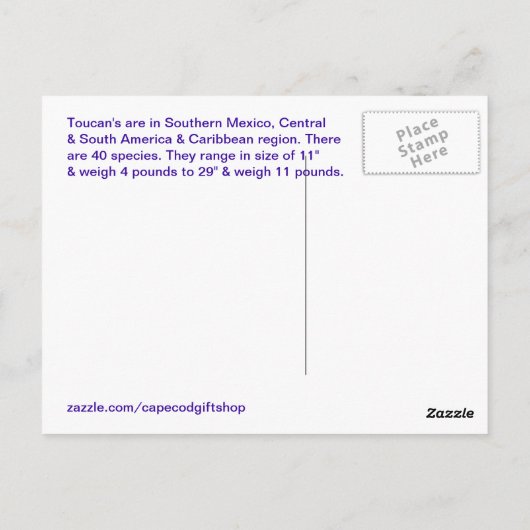 Toucan Briefkaart (Achterkant)