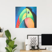 Toucan Childlike Cartoon Painting Poster (Thuiskantoor)