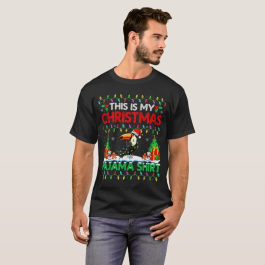 Toucan Christmas Santa Hat Pajama Shirt - Toucan L (Voorkant volledig)