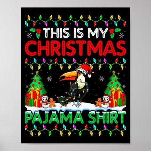 Toucan Christmas Santa Hat Pajama Shirt - Toucan L Poster (Voorkant)